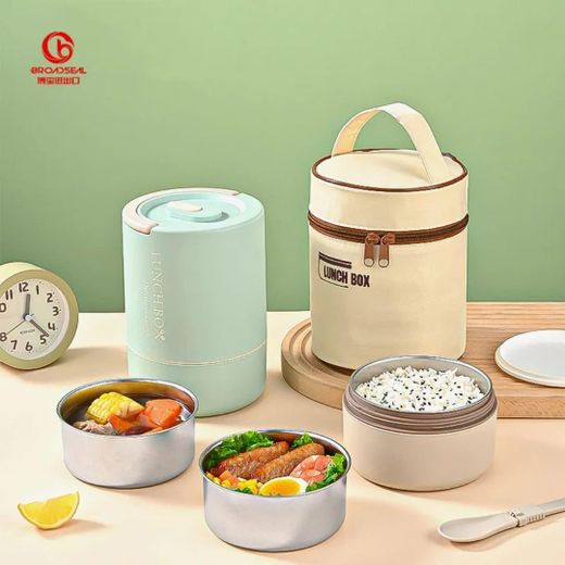 Generic *3 Layers Portable Stainless Steel Round Lunch Box With Insulated Lunch Bag* - image 2
