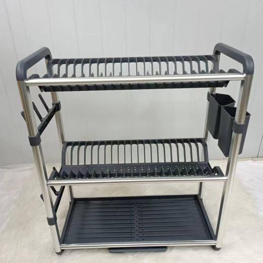 Generic Premium 3-Tier Aluminium Dish Drainer – Large Capacity Kitchen Drying Rack with Utensil Organizer - image 2