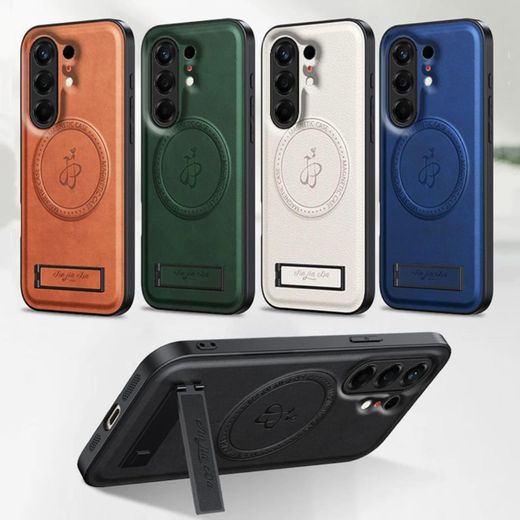 Tecno Camon 50 4G Premium Soft Leather Magnetic Case with Built-In Kickstand Holder, Luxury Leather Texture Shockproof Protective Back Cover, Anti-Scratch Camera Protection, Slim Business Style Phone Case - Green - image 2