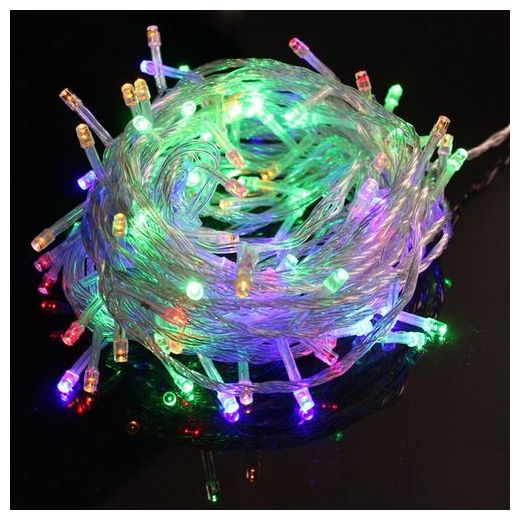 Generic 10M Multicolor LED Christmas Light - 100 Beads, AC 220V, Decorative Ceiling Light