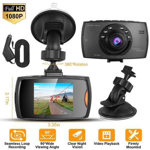 Generic Advanced Powerful Lens Car Dash Cam, Wide Angle Of The Front Camera, Full HD 1080P 170 Degree Wide Angle Camera Gravity Sensor Automatic Loop Video Vehicle Recorder - image 2