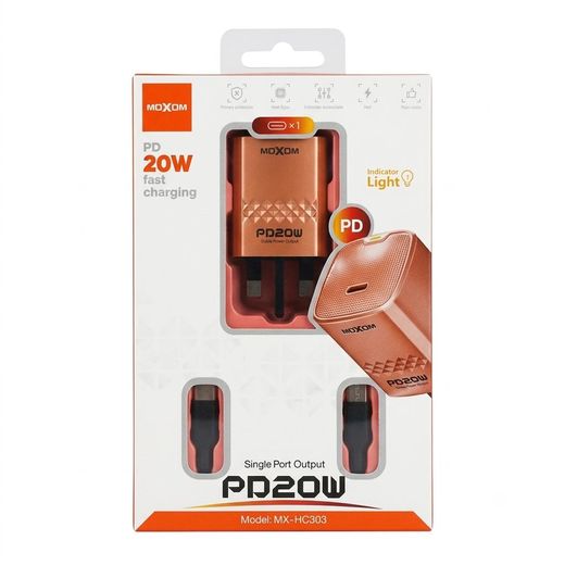 MOXOM MX-HC303 20W PD Fast Charger Set (UK Plug) - image 2
