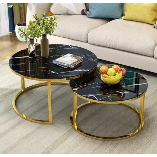 Generic Marble Nesting Coffee Table (glass Effect) White