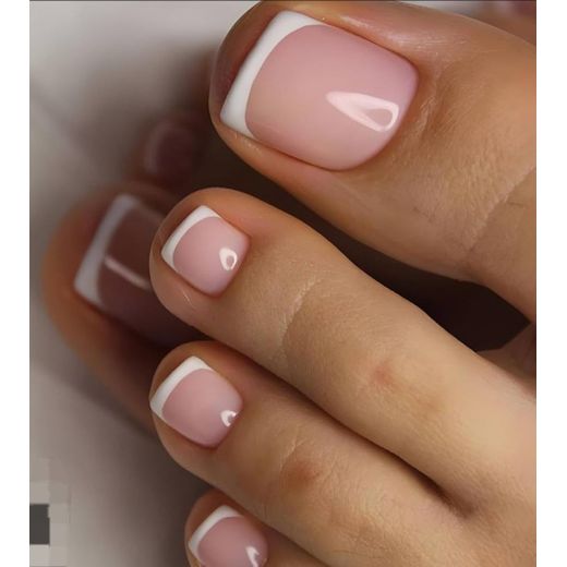 Fashion 12PCs FRENCH Nail Artificial False TOE Nails Press On Nails+12PCS Matching HAND NAILS +FREE 1Nails Glue+FREE Cuticle Remover - image 3