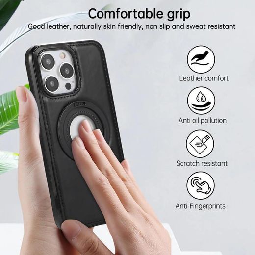 Generic Premium Magnetic Leather iPhone Ip13 Pro Max Back Cover with Stand – Elegant, Shockproof & MagSafe Compatible - image 2