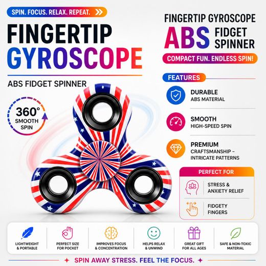 Generic ABS 3 Leaf Iron Block Fidget Spinner Fingertip Gyroscope Decompression EDC Kids & Adults Focus Toy - Pattern 1
