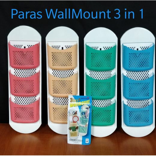 Paras 3 In 1 Plastic Wall Mount Multipurpose Storage Baskets.