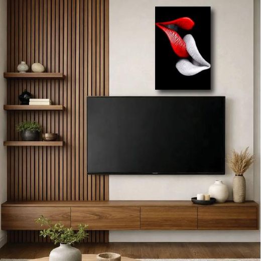 Generic Abstract Red & White Curves Wall Art – Modern Textured Poster for Living/Bed Room Decor - image 2