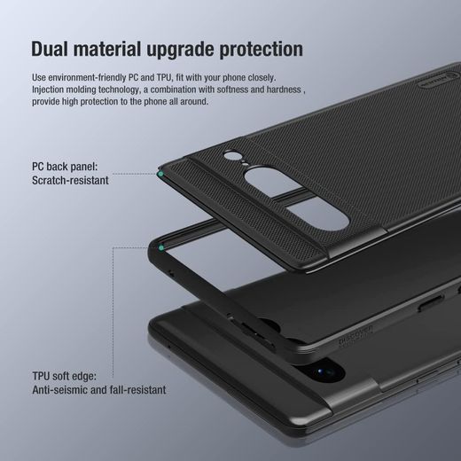 Nilkin  Google Pixel 7 Pro (6.7" Inch) Super Frosted Shield Pro Hard Back Soft Border (PC + TPU) Shock Absorb Cover Raised Bezel Camera Protect Black Color - image 2