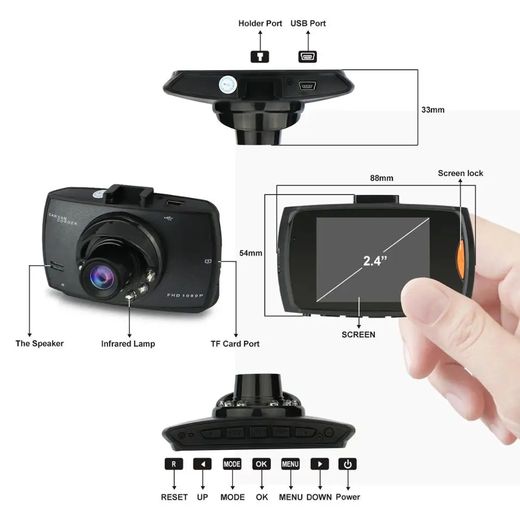 Generic OFFER... Car Dash Cam, Wide Angle Of The Front Camera, Full HD 1080P 170 Degree Wide Angle Camera Gravity Sensor Automatic Loop Video Vehicle Recorder - image 2