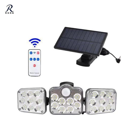 Generic RHRB Three-Head Rotatable Solar Floodlight: Smart Solar Light with Remote Control + Automatic Sensor Switch