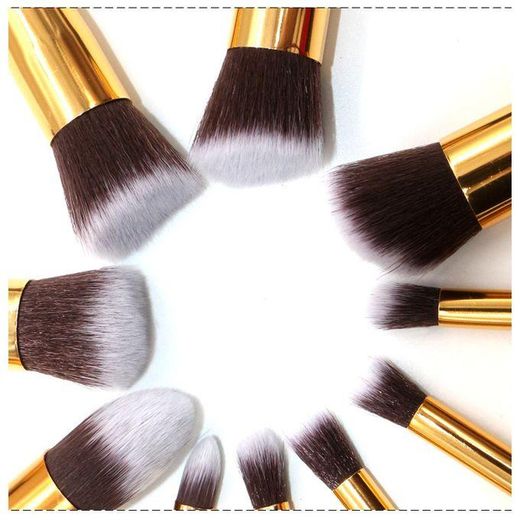 Generic Kezuri 10pcs Make Up Brushes Set Face Powder Blush Make Up Brushes Kit Foundation Blending Brush-Black - image 3