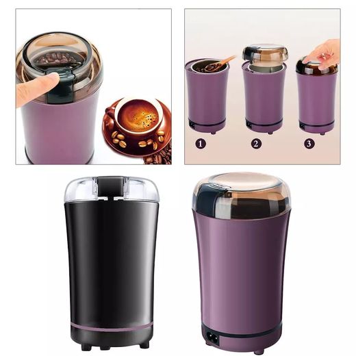 Electric Coffee Grinder - Black Plastic, Fine Grinding, 1pc