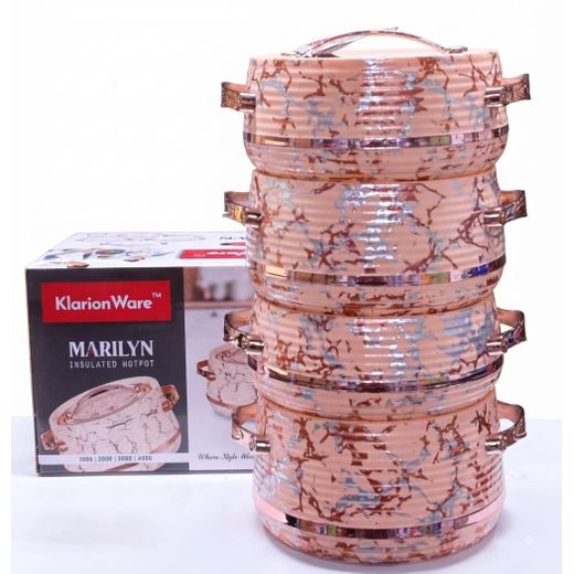 Marilyn 4PCS Insulated Casserole Hotpots 1L 2L 3L 4L, Modern Food Warmer Serving Set