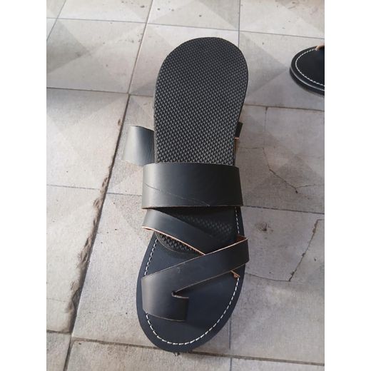 Fashion Men's Black Genuine Leather Maasai Sandals – Handcrafted Multi-Strap Toe-Loop Comfortable Durable Flat Casual Shoes - image 2