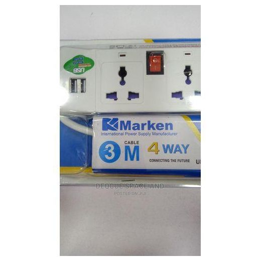 Marken Extended Power Strip with 4 Sockets and 2 USB Charging Ports, 2M Cable - image 2
