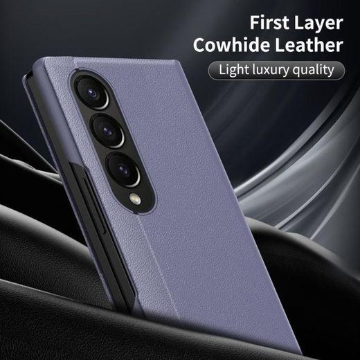 Samsung Galaxy Z Fold 3 Smart Clear View Wallet Case With Interactive Display Window Slim Magnetic Flip Cover - Purple - image 2