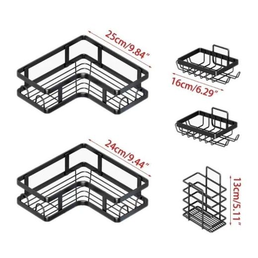 Generic 5in1 Metallic Bathroom Shelf Organizer Shower Caddy Set with Rust-Resistant Finish Space-Saving Design and Multi-Functional Storage for Toiletries Towels and Accessories - image 3
