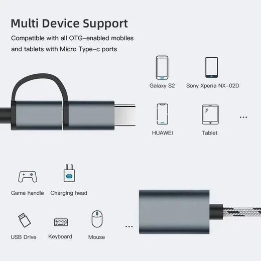 Generic Type-C & Micro USB OTG Cable for Gaming Controllers and USB Drives - image 2