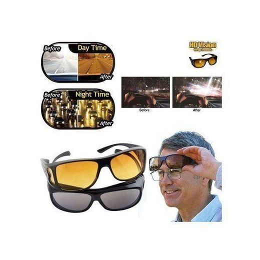 HD Vision Night Vision Wrap Around Driving Glasses BLACK