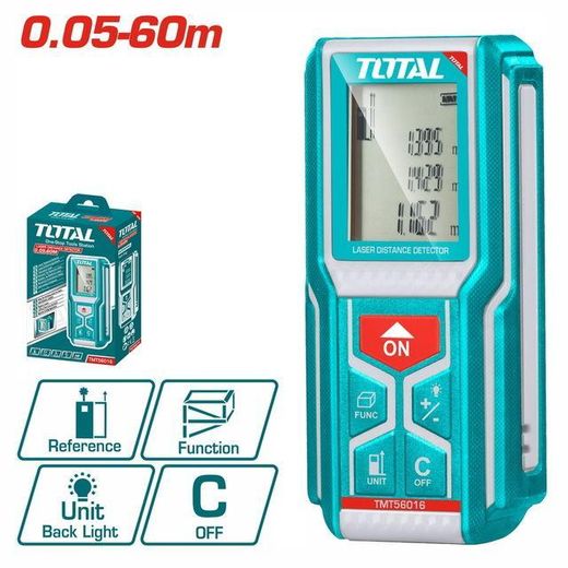 TOTAL Laser Measure, Laser Distance Meter (196Ft M/In/Ft) up to 60m/±2mm Accuracy with Mute Function, Waterproof IP54, Bubble Level, LCD Backlit for Pythagorean Mode, Measuring Distance, Area, Volume - image 2