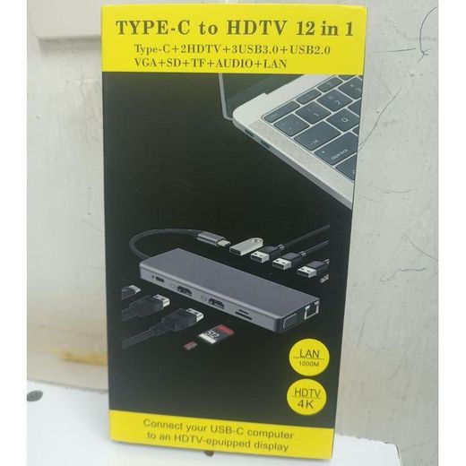 Generic 12 in 1 USB Type C Hub Type-C To 2 HDMI 4K VGA Adapter RJ45 Lan Ethernet SD TF PD USB-C 3.0 3.5mm Audio/Mic for MacBook Pro OTG Dell Hp Lenovo - image 2