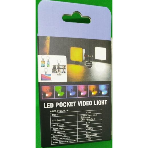 Generic AY-83 Pocket LED RGB Video Light – Adjustable Brightness Lamp for Zoom Meetings & Online Classes - image 3