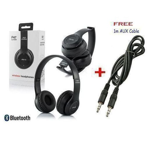 P47 Bass-heavy Headphones // Bluetooth Headphone Wireless + AUX Cable