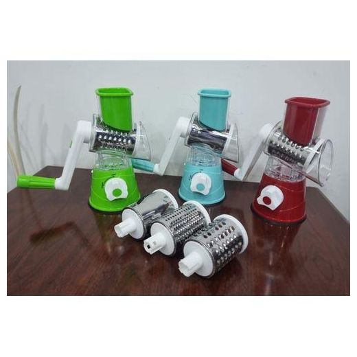 Generic Table top rotary drum grater with 3 slicing options – Stainless Steel Kitchen Cheese Vegetable Cutter for Home Use, Easy to Clean and Safe to Use, Multi-Purpose Food Grater