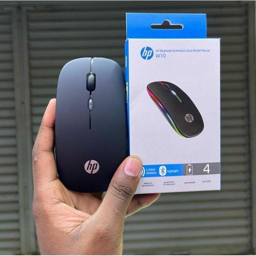 Hp  W10 Wireless Rechargeable Mouse – Silent Click, USB Nano Receiver,