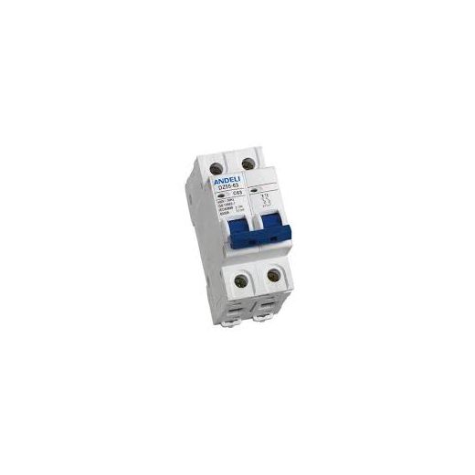 ANDELI Andeli 63A Double Pole Circuit Breaker - White Plastic & Copper, 400V