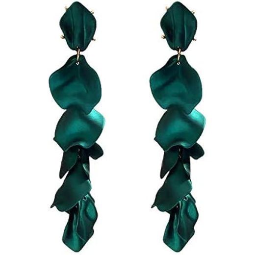 Forever 21 Elegant Green Leaf Statement Drop Earrings