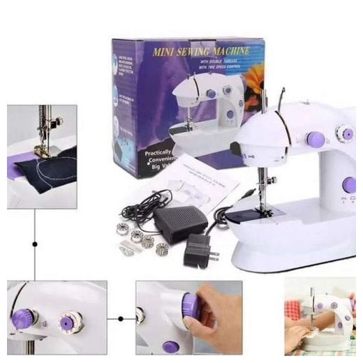 Portable Electric Mini Sewing Machine - 17x9.5x18cm, Plastic & Stainless Steel, Includes 5 Bobbins & Foot Pedal