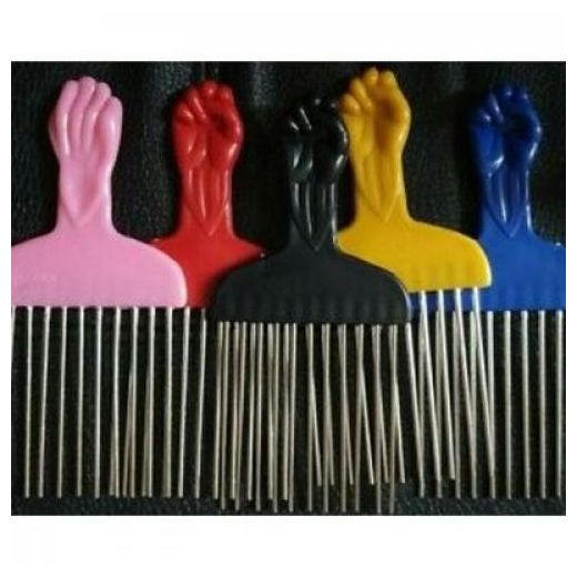 Generic Afro Metal Comb - Wide Toothed, Silver & Black, Durable for All Hair Types, 1 Piece - image 2