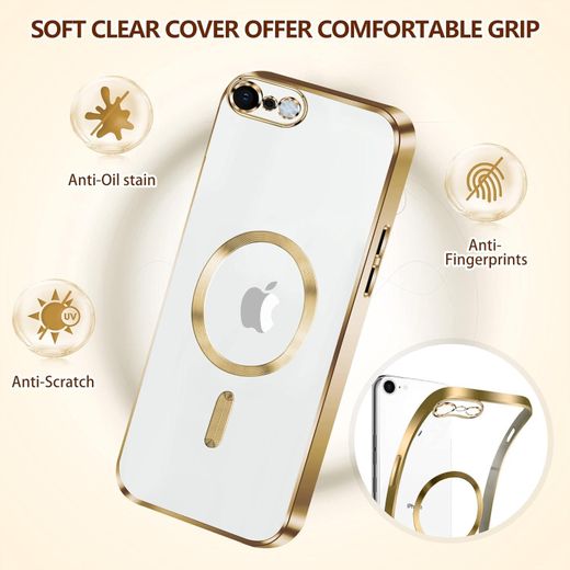Generic Electroplated Clear MagSafe Case with Camera Lens Protector for iPhone 7 Plus - Gold Trim - image 2