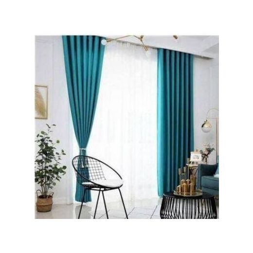 Generic Quality 3pcs Plain Curtains -2 curtains -1.5M each and 1 Sheer -3M Height- 2.5M Window or Door Curtain - image 2