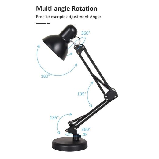 Generic Portable Study Light for School Adjustable Room Clip Lamp Dormitory Reading Clamp LED Black Desk Swing Arm Flexible Folding Table Lamp with Clamp Reading Lamp Classic LED Table Lamp - image 3