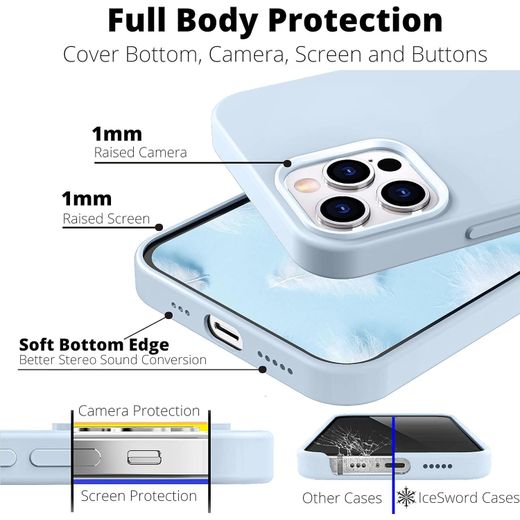 Generic Premium Soft Silicone Case for Apple iPhone 14 Pro – Slim Shockproof Anti-Scratch Protective Back Cover, Sky Blue - image 2