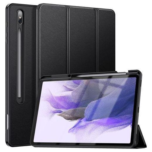 Generic Cases for Samsung Galaxy Tab S8 Plus/S8+ /S7 FE /S7 Plus 12.4 Inch with S Pen Holder, Ultra Slim Smart Cover with Auto Sleep/Wake for Galaxy Tab S7 FE 5G, Black