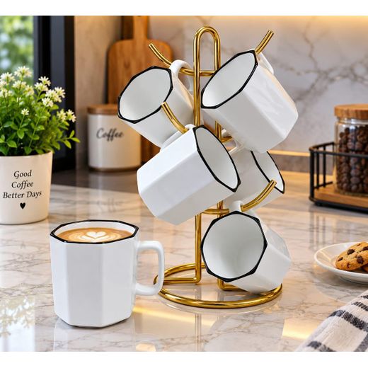 Generic 6-Piece Unique Ceramic Mug Set - 350ml - image 2