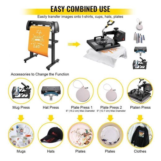 Generic T-Shirt and Mug Printing Starter Kit 2feet Plotter and 8 in 1 Heat Press Machine for Home and Commercial Use - image 2