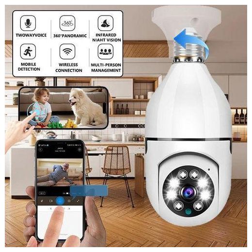 4K Ultra HD Bulb Security Camera for home safety elderly & pet monitoring