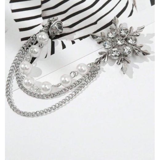 Fashion 1 pc Luxury Brooch Pin for  Men Suit Collar -silver - image 2