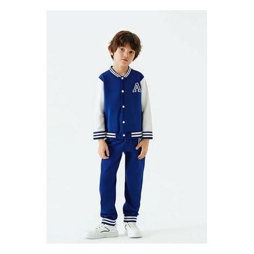Fashion College Jacket Top And Pants Set for kids blue and white - image 2