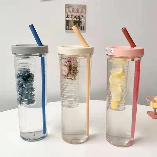 Generic Cute Water Bottle With Foldable Straw 700ML - image 4