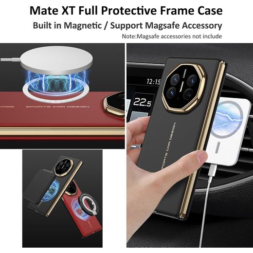 Generic Luxury Huawei Mate XT Ultimate Leather Case – Frosted Anti-Slip, MagSafe Compatible, Full Edge Protection - Black
