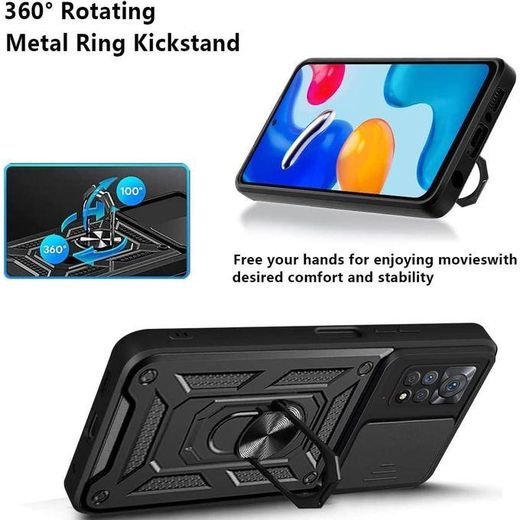 Generic For Xiaomi Redmi Note 12 Pro 4G Case,Sliding Camera Lens Cover 360° Rotating Ring Cover - image 3