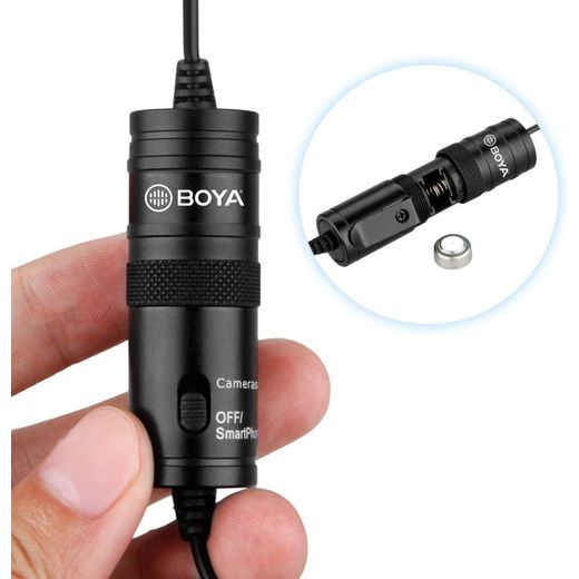Generic BOYA BY-M1 3.5mm Wired Lavalier Mic with Windscreen and LR44 Battery for Clear Audio Recording - image 2
