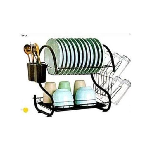 Black 2-layer Stainless Steel Dish Drainer/ Dishrack