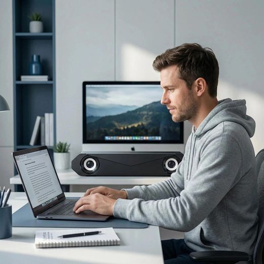 NIKIHONG Wired Desktop Soundbar, High Volume Stereo Speakers with Subwoofer for PC, Laptop, and Mac, Compact Long-Shape Design, Clear Sound for Gaming & Movies-white - image 4